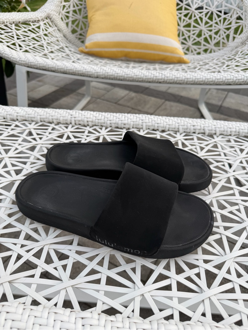 lululemon athletica Black Slide Sandals - Wide Strap Casual Slides